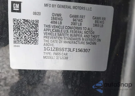2020 Chevrolet Malibu Fwd Ls from USA, damaged, VIN 1G1ZB5ST3LF156307